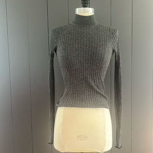 Acne studios, grey wool rib mock neck rib knit, XS